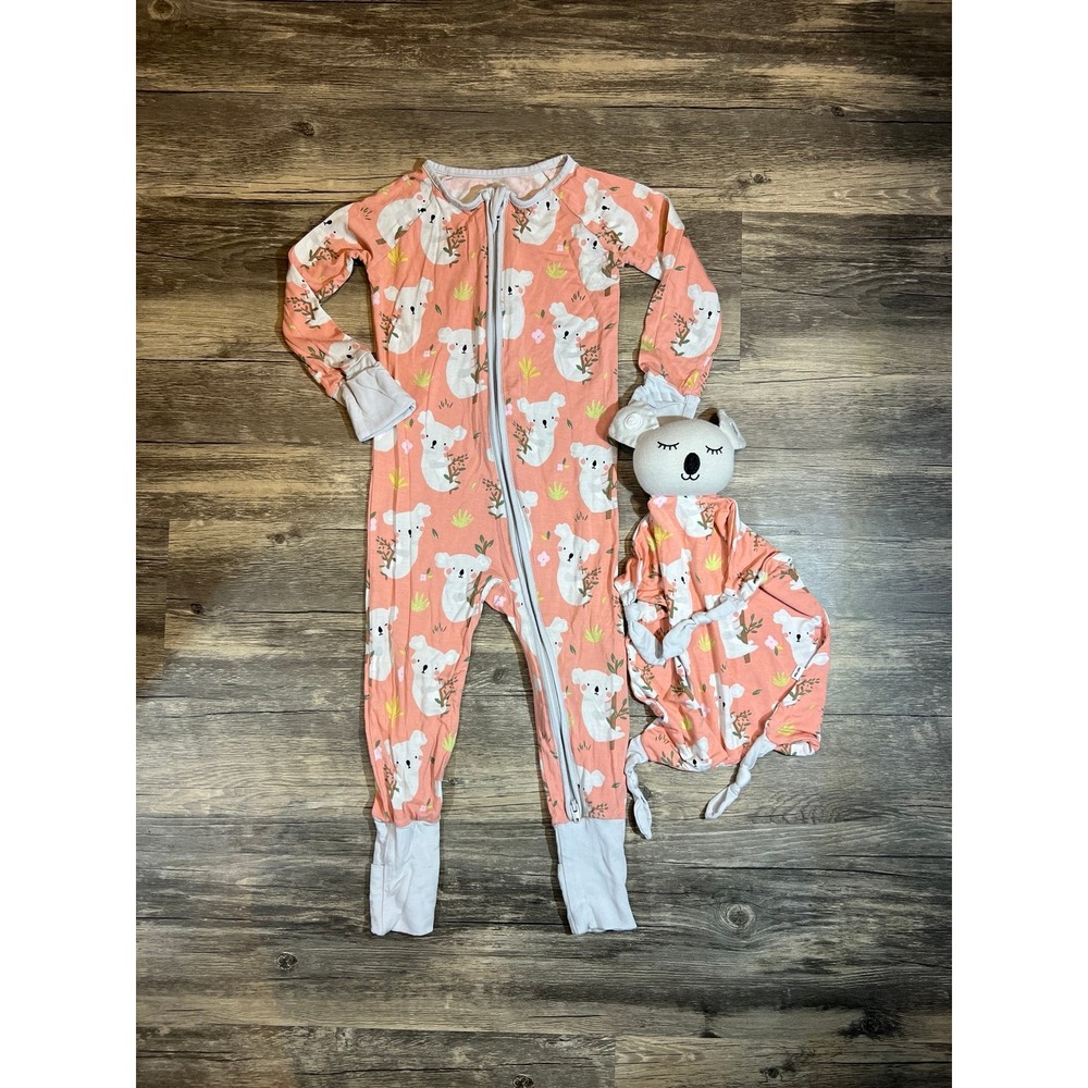 Little Sleepies HTF Coral Koala 12/18m Zippy and Lovey Bundle RARE